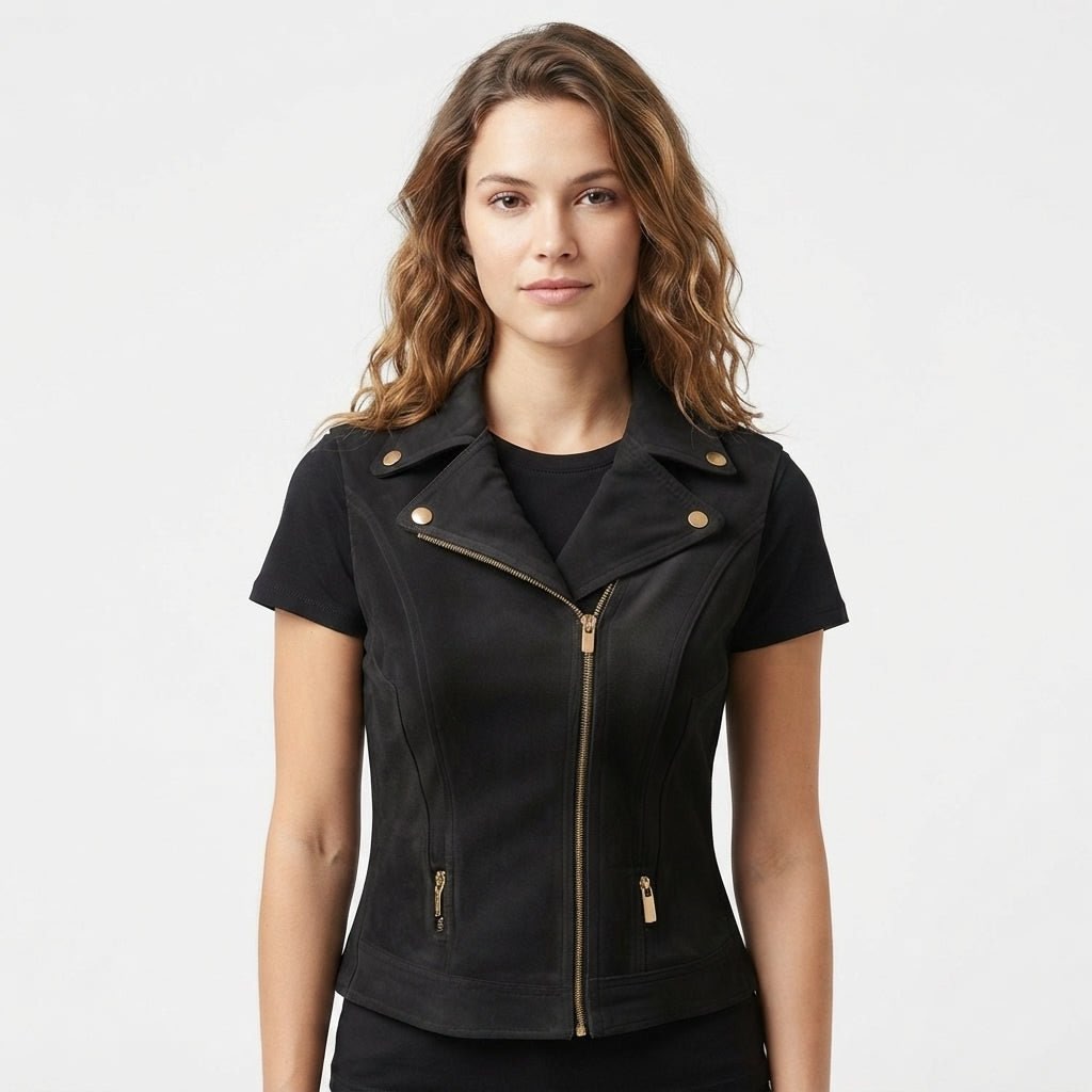 Women’s Black Suede Leather Vest - Timber AND Hide