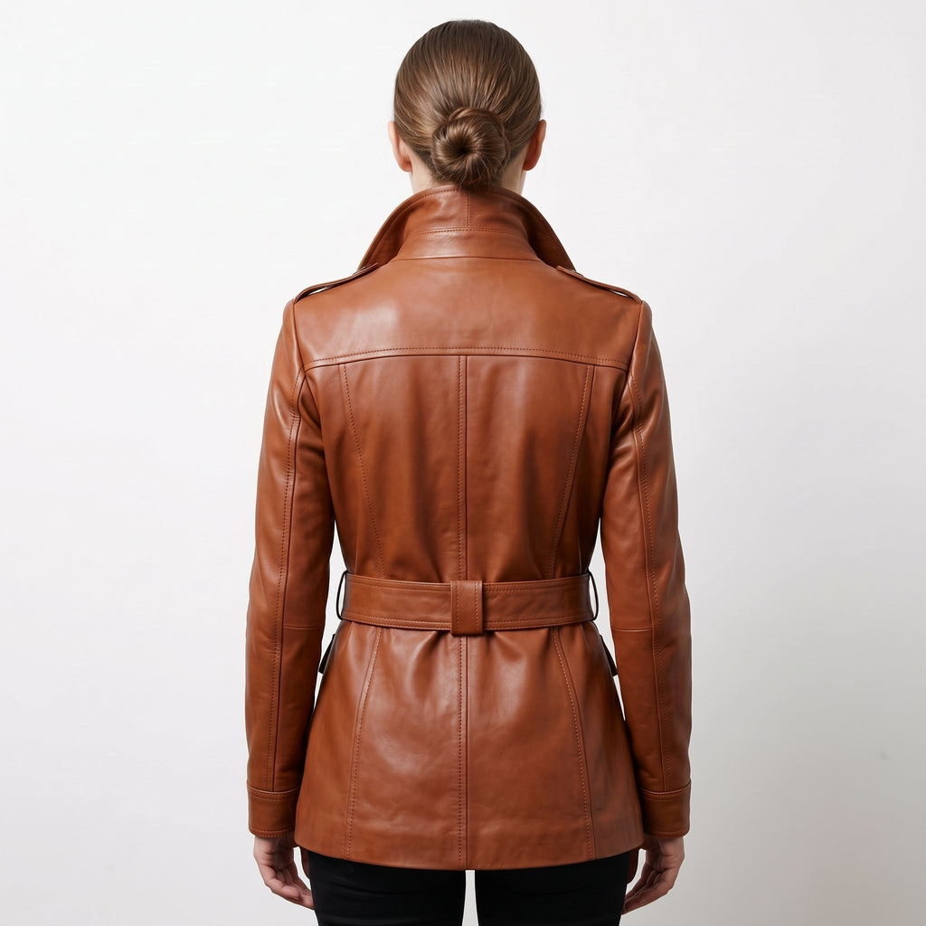 Women’s Brown Leather Coat – Elegant &amp; Timeless Outerwear - Timber AND Hide
