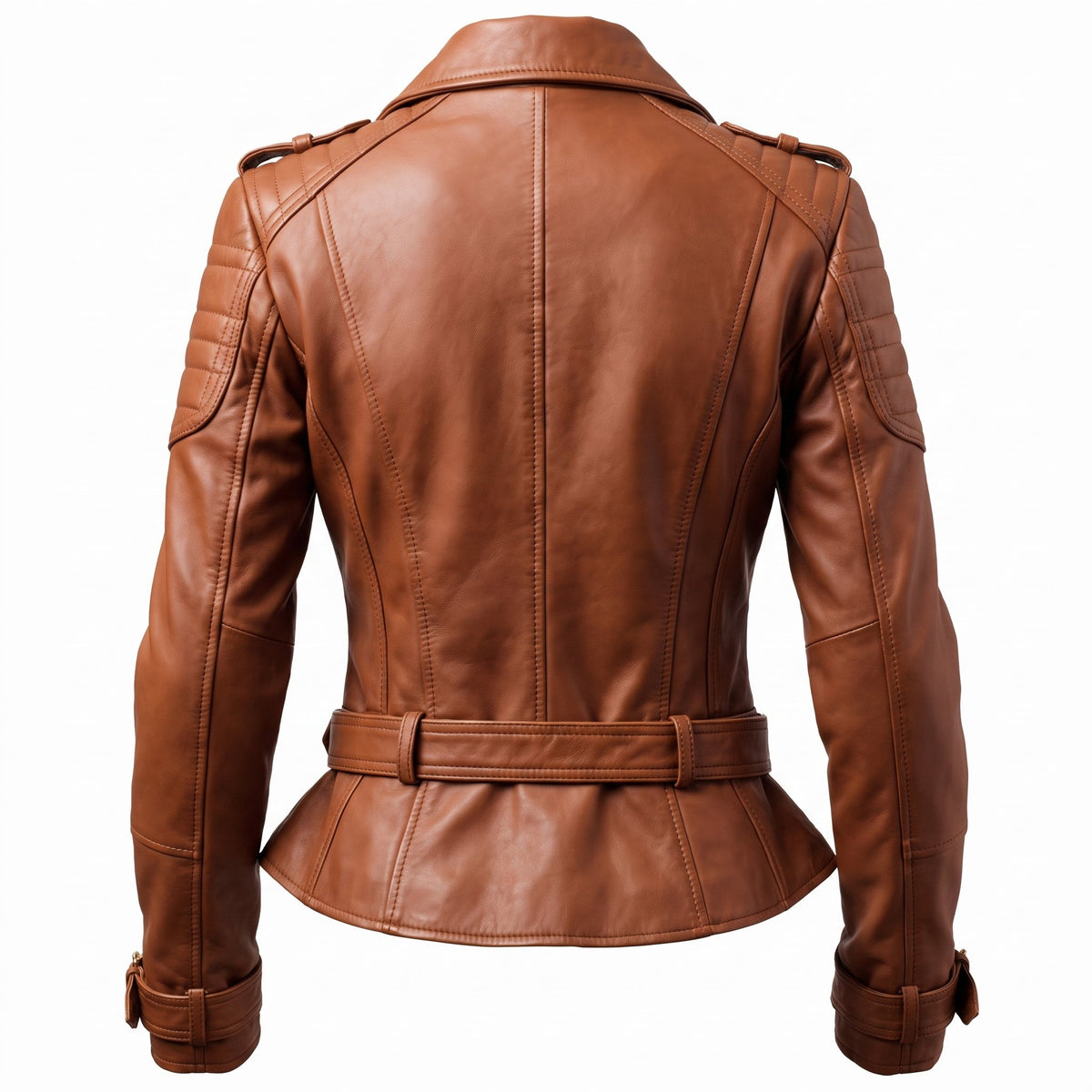 Women's Brown Leather Jacket Asymmetrical Biker Style - Timber AND Hide