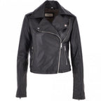 Women's Burgundy Leather Biker Jacket: Stella - Timber AND Hide