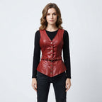 Women’s Burgundy Leather Vest - Timber AND Hide
