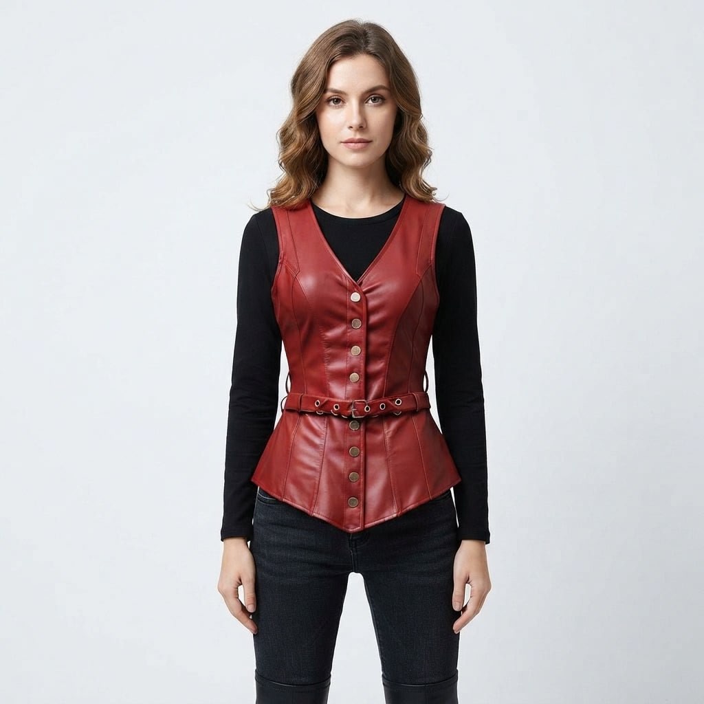 Women’s Burgundy Leather Vest - Timber AND Hide