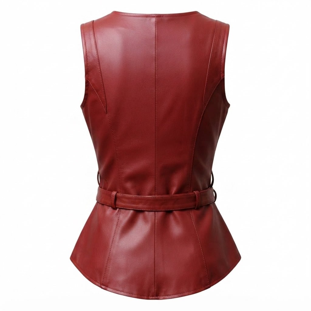 Women’s Burgundy Leather Vest - Timber AND Hide