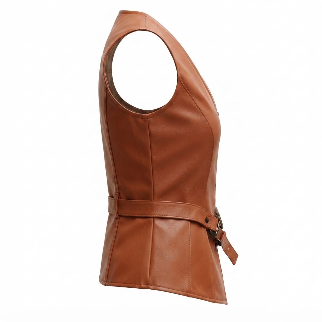 Women’s Classic Brown Leather Vest - Timber AND Hide