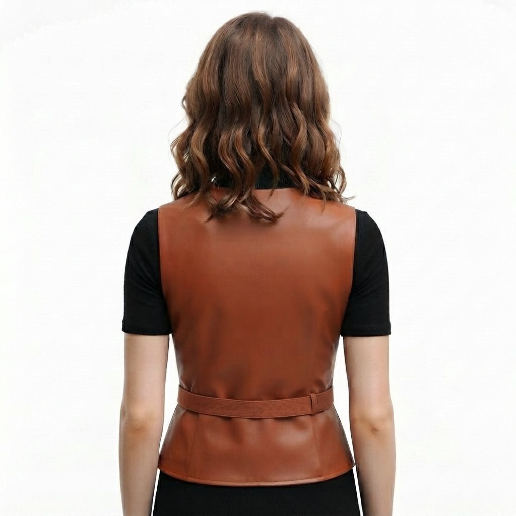 Women’s Classic Brown Leather Vest - Timber AND Hide