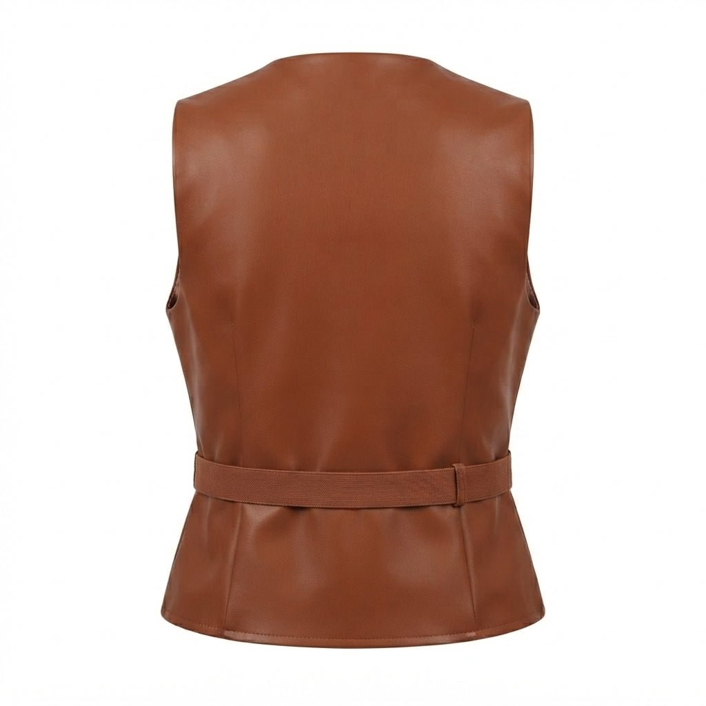 Women’s Classic Brown Leather Vest - Timber AND Hide