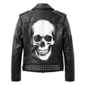 Women’s Handmade Black Leather Motorcycle Jacket – Studded, Spiked, & Hand-Painted Misfits Punk Rocker Style - Timber AND Hide