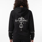 Women's Kingdom Hearts Black Zip-Up Hoodie | Fleece Gaming Sweatshirt | Keyblade Graphic Cosplay Jacket - Timber AND Hide