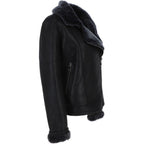 Women's Luxury Shearling Aviator Jacket Black/brissa - Timber AND Hide