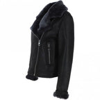 Women's Luxury Shearling Aviator Jacket Black/brissa - Timber AND Hide