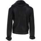 Women's Luxury Shearling Aviator Jacket Black/brissa - Timber AND Hide