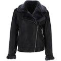 Women's Luxury Shearling Aviator Jacket Black/brissa - Timber AND Hide
