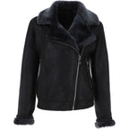 Women's Luxury Shearling Aviator Jacket Black/brissa - Timber AND Hide