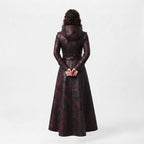 Women's Oxblood Leather Hooded Coat | Hand-Dyed Smoky Black Patina Trench Jacket - Timber AND Hide