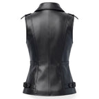 Women’s Stylish Black Leather Vest - Timber AND Hide
