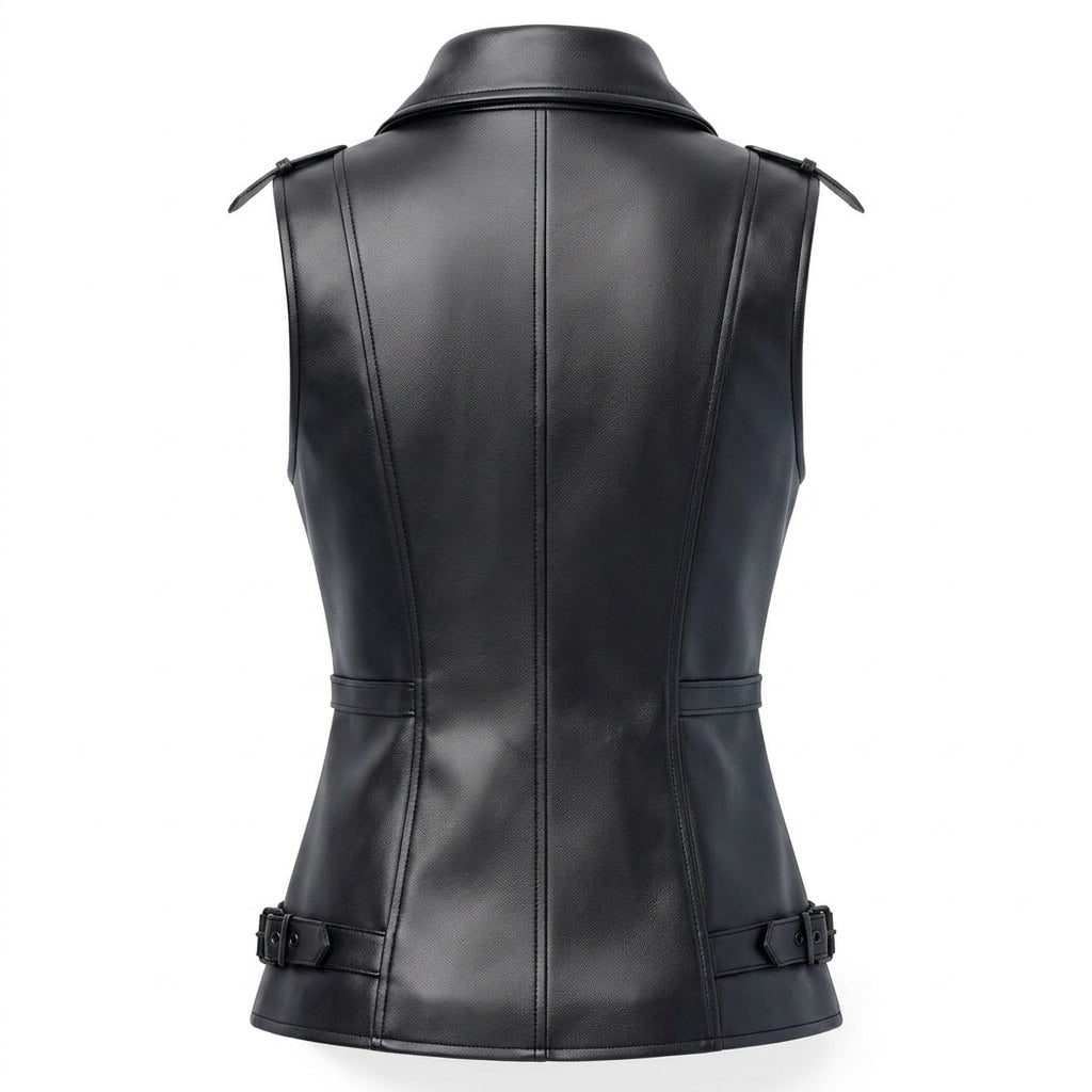 Women’s Stylish Black Leather Vest - Timber AND Hide