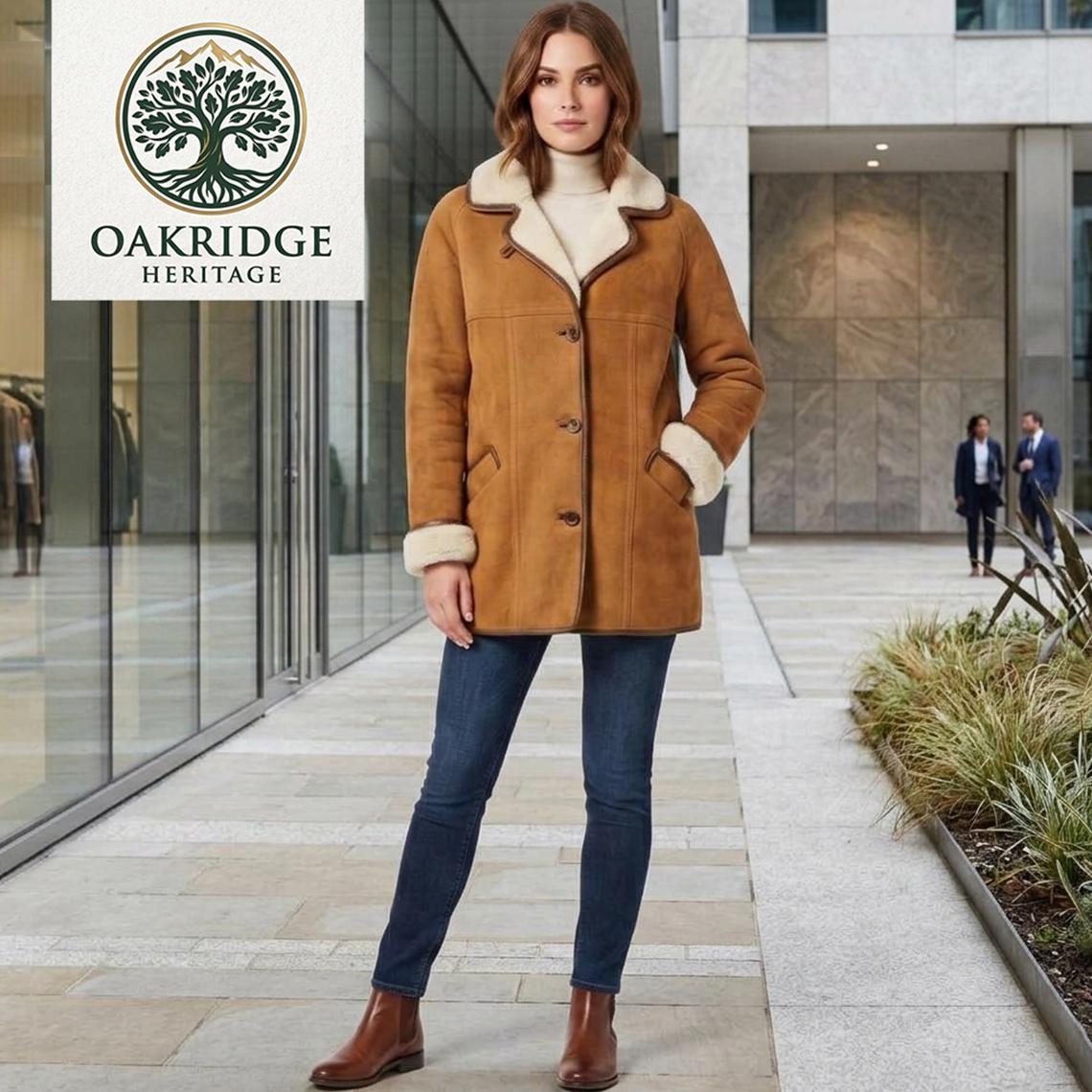Women's Suede Leather Shearling Coat: Penny Lane Style Winter Jacket - Timber AND Hide