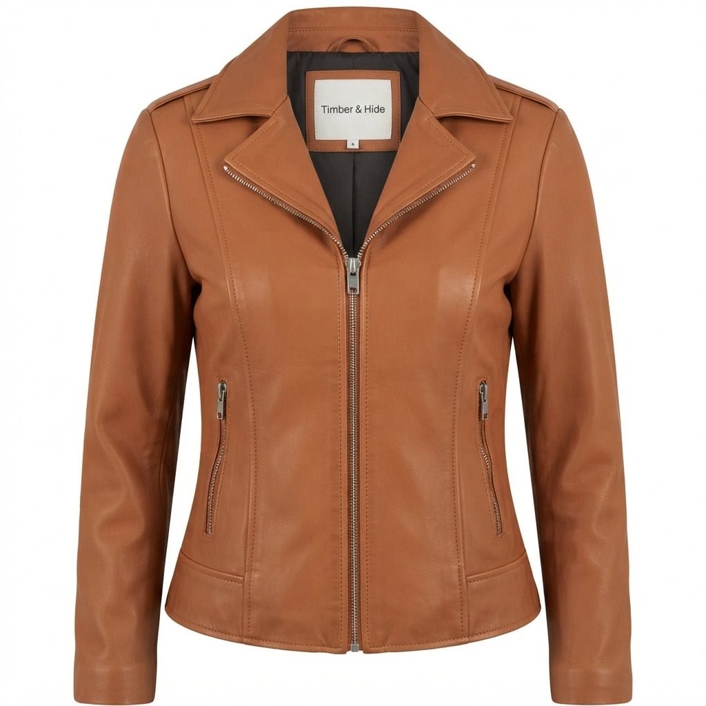 Women’s Tan Biker Leather Jacket - Timber AND Hide