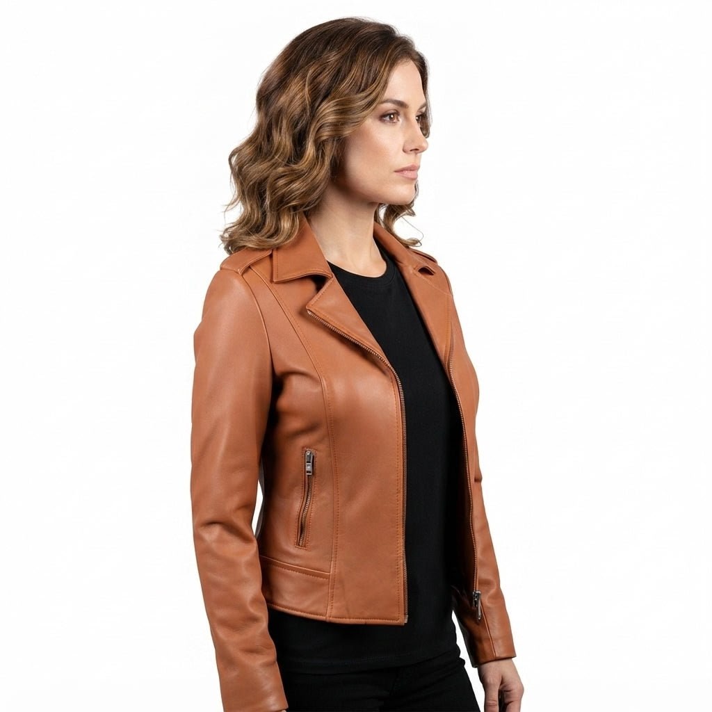Women’s Tan Biker Leather Jacket - Timber AND Hide