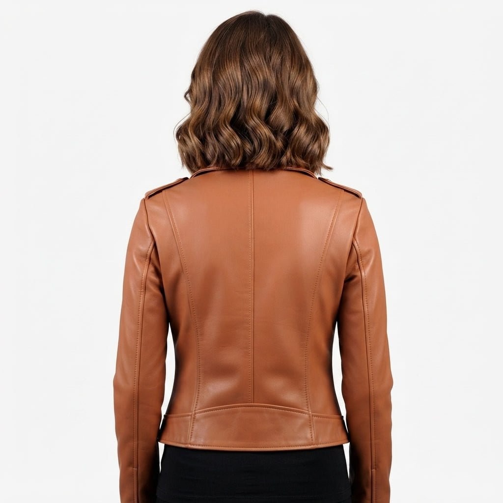 Women’s Tan Biker Leather Jacket - Timber AND Hide