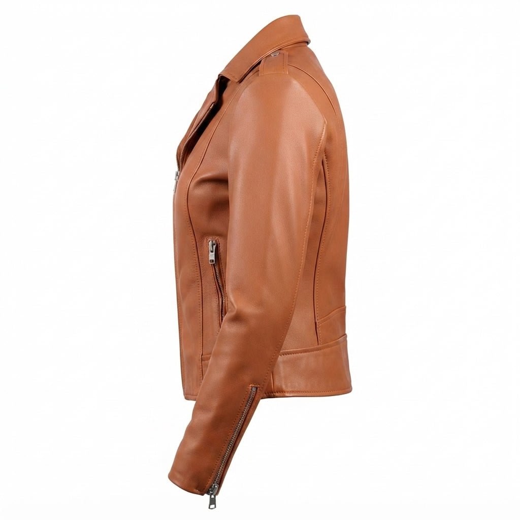 Women’s Tan Biker Leather Jacket - Timber AND Hide