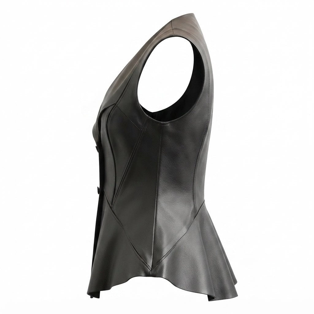 Women’s Zester Black Leather Vest - Timber AND Hide