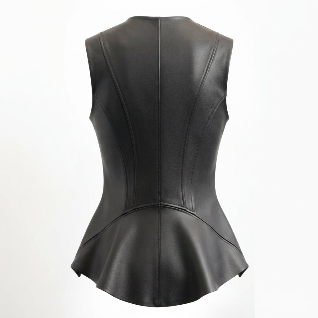 Women’s Zester Black Leather Vest - Timber AND Hide