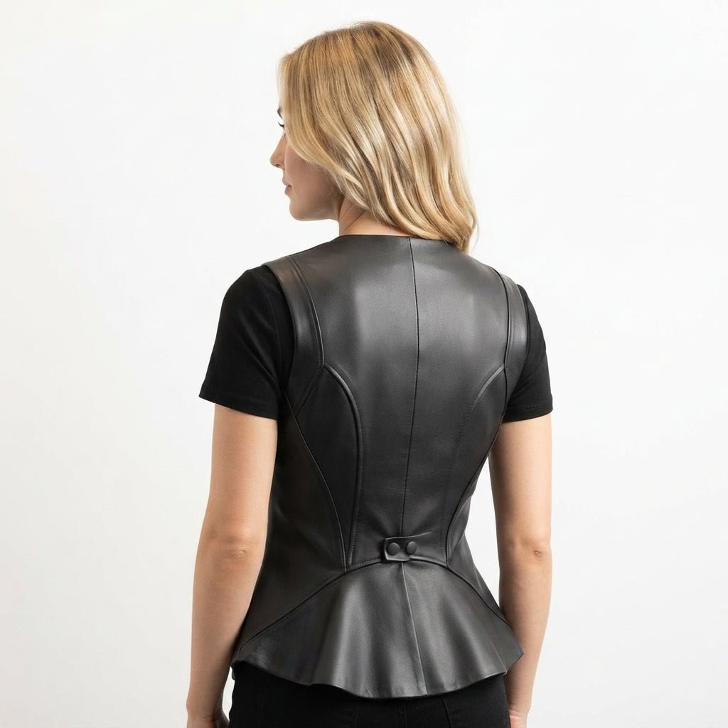 Women’s Zester Black Leather Vest - Timber AND Hide
