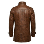 Yahya Leather Brown Long Coat - Men Long Coat Brown - Timber AND Hide