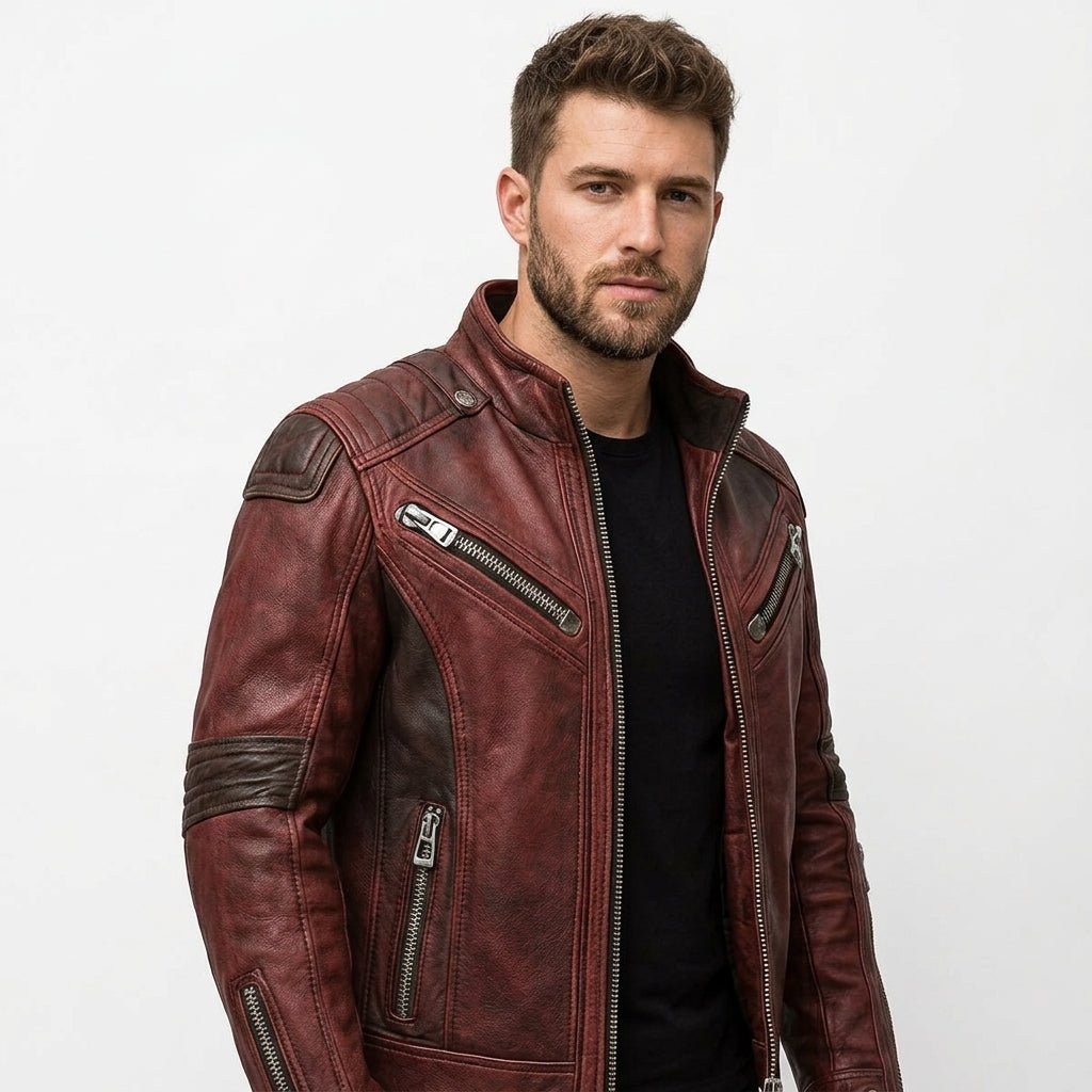 Yusef Red Leather Jacket - Leather Jacket for Men Red - Timber AND Hide
