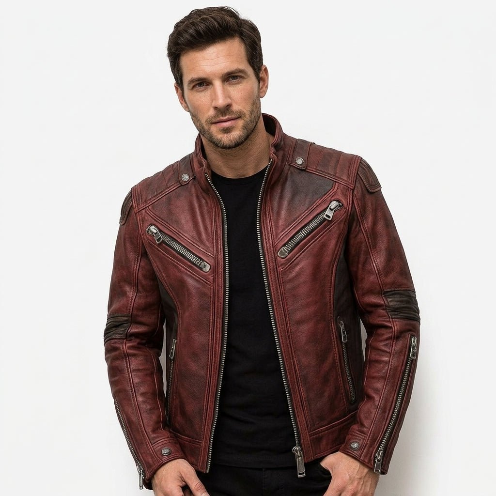 Yusef Red Leather Jacket - Leather Jacket for Men Red - Timber AND Hide
